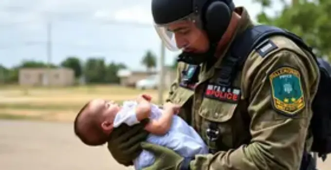 policiais militares salvam bebê engasgado